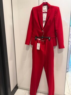 Zara Red Tailored Blazer and pants
